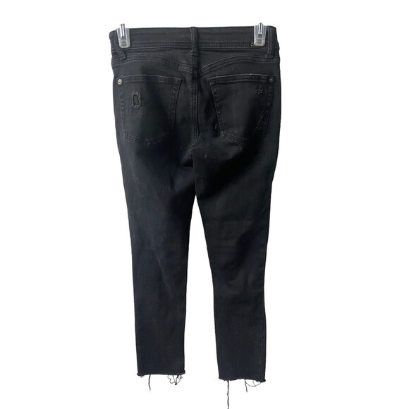 DL1961 Florence Instasculpt Black Skinny Jeans Size 24 x 24 Raw Hem Distressed - Picture 2 of 5